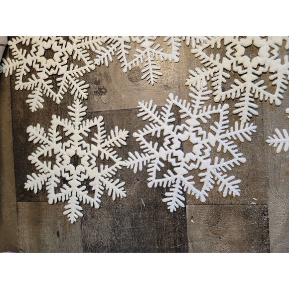 Snowflake glitter white set ornament Xmas Decor figure - Picture 3 of 9